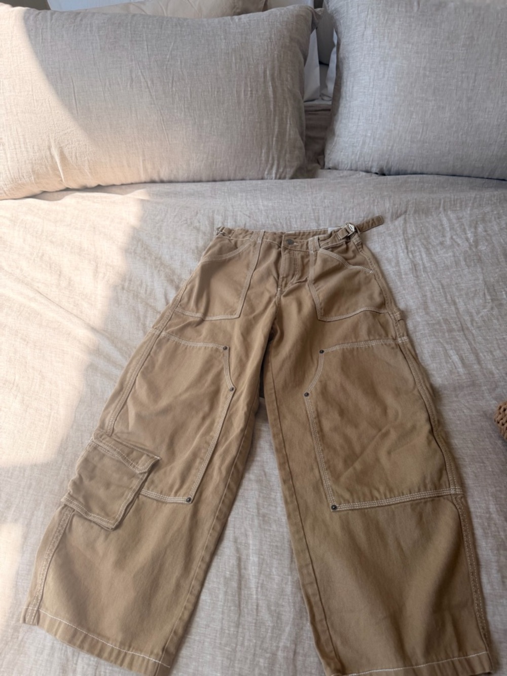 Women’s  Tan Wide-Leg Utility Pants